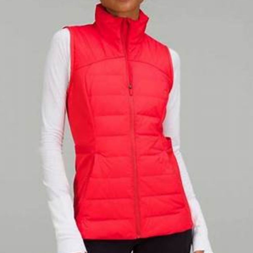 Lululemon Down For It All Vest jacket Carnation Red sz 18  Excellent!!